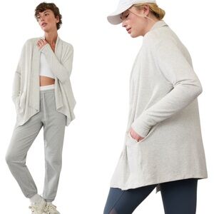 Athleta Pranayama Restore Wrap Light Heathered Gray Cardigan Size L